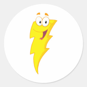 Happy Lightning Mascot Cartoon Charakter Runder Aufkleber