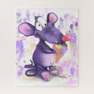 Happy Lila Mouse Eat Ice Cream Puzzle - Funny