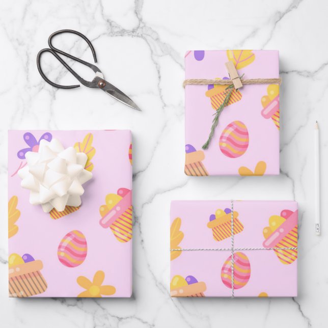 Happy Lila Oaster Geschenkpapier Set (Vorderseite)