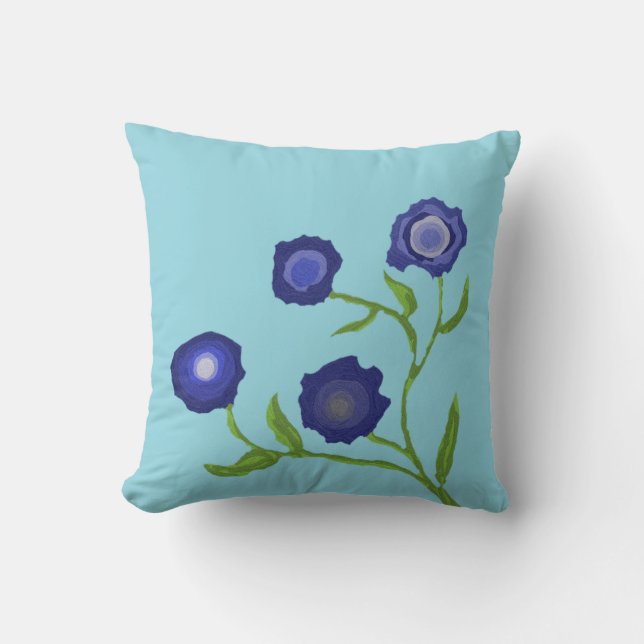 Happy lila und roter Mohn Kissen (Vorderseite)