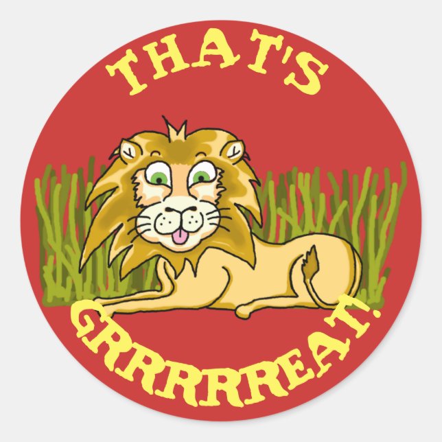 Happy Lion Classic Round Sticker (Vorderseite)