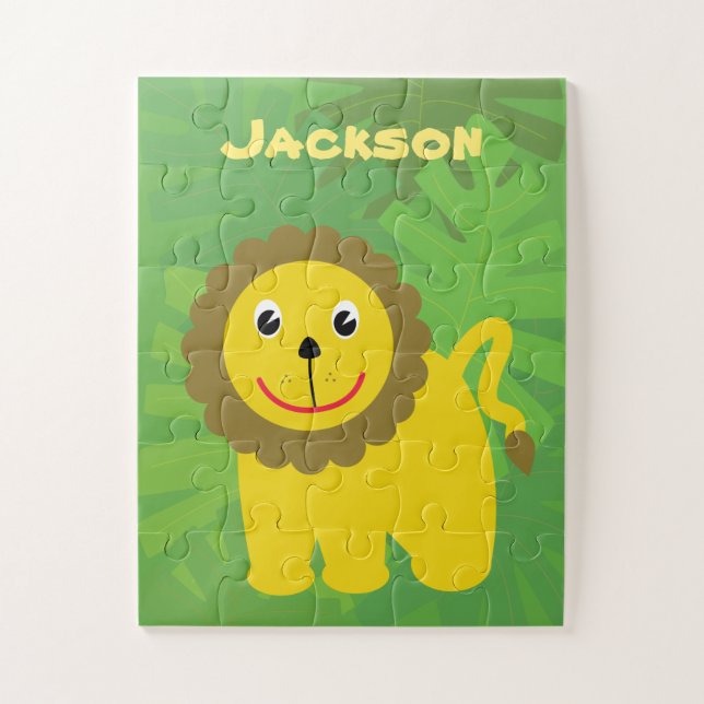Happy Lion Little Kids Personalisiert Puzzle (Vertikal)
