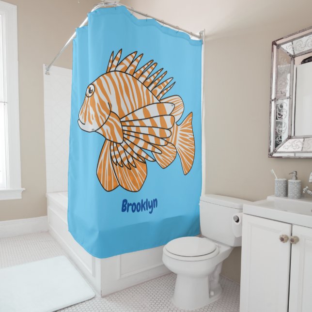 Happy lionfish Cartoon Illustration Duschvorhang (Beispiel)