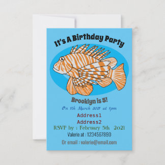 Happy lionfish Cartoon Illustration Einladung