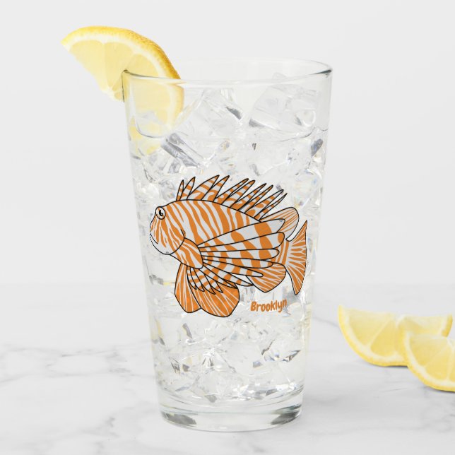 Happy lionfish Cartoon Illustration Glas (Vorderseite Ice)