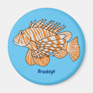 Happy lionfish Cartoon Illustration Magnet