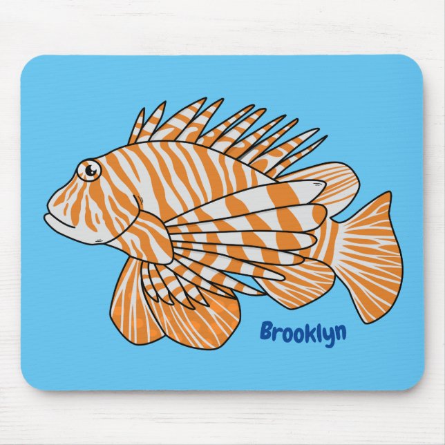 Happy lionfish Cartoon Illustration Mousepad (Vorne)