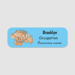 Happy lionfish Cartoon Illustration Namensschild