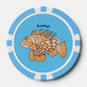Happy lionfish Cartoon Illustration Pokerchips
