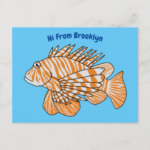 Happy lionfish Cartoon Illustration Postkarte