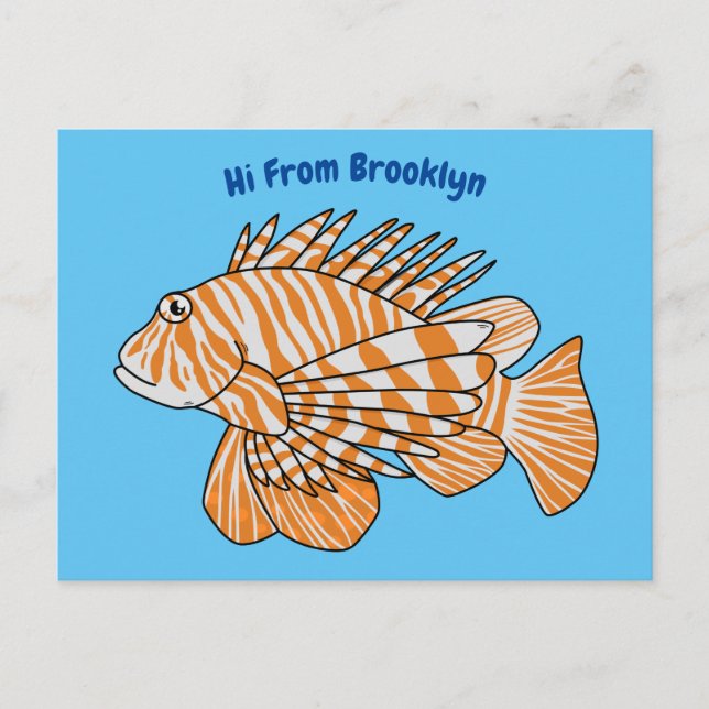 Happy lionfish Cartoon Illustration Postkarte (Vorderseite)