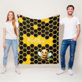 Happy Little Bee-customizable Fleecedecke
