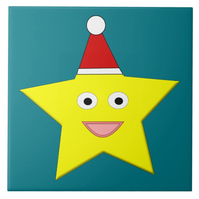Happy Little Christmas Star Tile Fliese (Vorderseite)