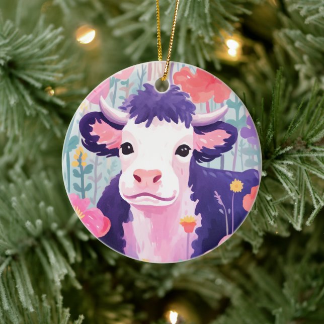 Happy Little Cow Keramik Ornament (Baum)