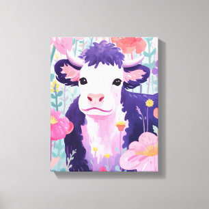 Happy Little Cow Leinwanddruck