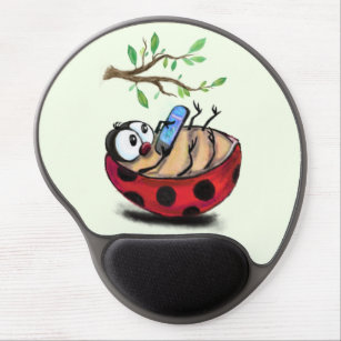 Happy Little Ladybug mit Telefon - Cartoon Zeichne Gel Mousepad