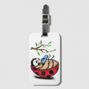 Happy Little Ladybug mit Telefon - Cartoon Zeichne Gepäckanhänger