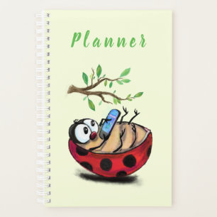 Happy Little Ladybug mit Telefon - Cartoon Zeichne Planer