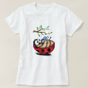 Happy Little Ladybug mit Telefon - Cartoon Zeichne T-Shirt