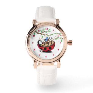 Happy Little Ladybug mit Telefon - Funny Zeichnend Armbanduhr