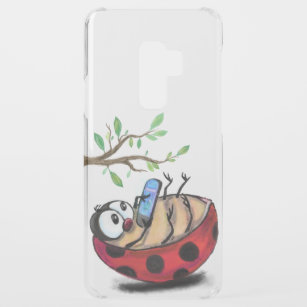 Happy Little Ladybug mit Telefon - Funny Zeichnend Uncommon Samsung Galaxy S9 Plus Hülle