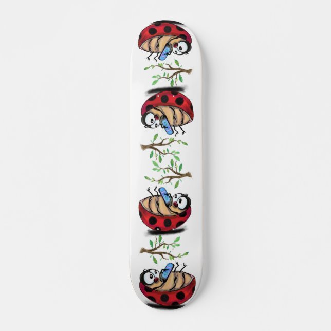 Happy Little Ladybugs with Phone - Cartoon Zeichne Skateboard (Vorne)