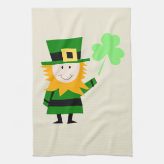 Happy Little Leprechaun Beige Geschirrtuch