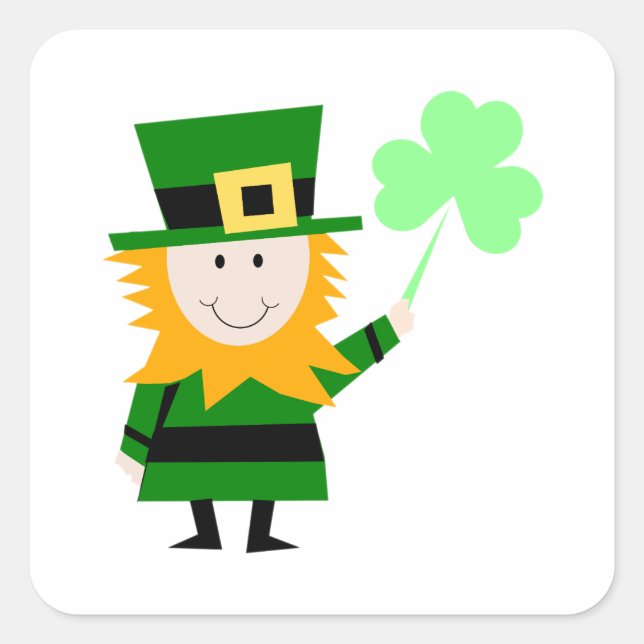 Happy Little Leprechaun Quadratischer Aufkleber (Vorderseite)