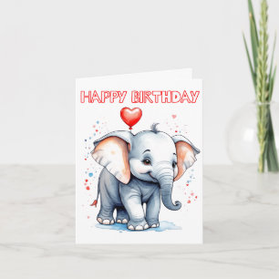 Happy Little Lovable Elephant Karte