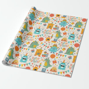 Happy Little Monsters  Geschenkpapier
