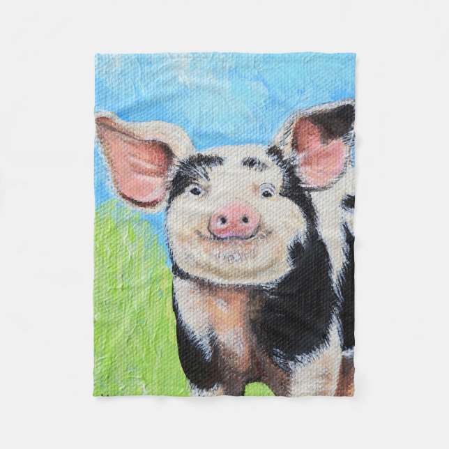 Happy Little Pig Painting Fleecedecke (Vorderseite)