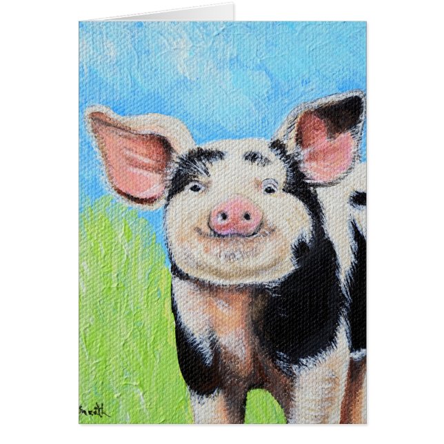 Happy Little Pig Painting Grußkarte (Vorne)