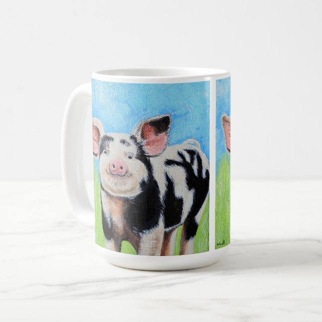 Happy Little Pig Painting Kaffeetasse (Vorderseite Links)