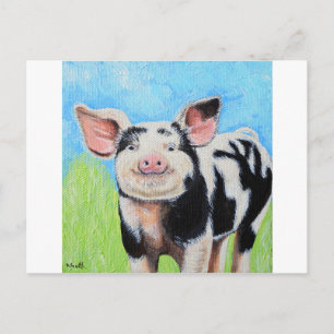 Happy Little Pig Painting Postkarte