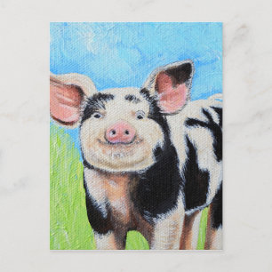 Happy Little Pig Painting Postkarte