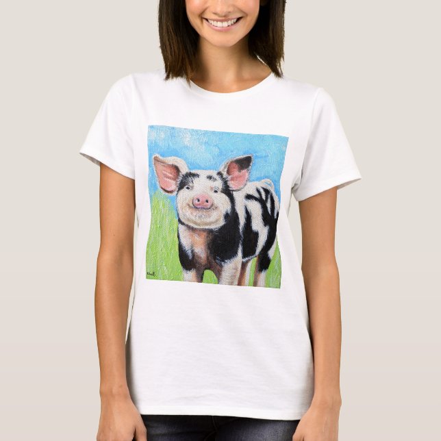 Happy Little Pig Painting T-Shirt (Vorderseite)
