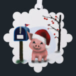Happy Little Piggy Ornament Holiday Grußkarte<br><div class="desc">Ein zauberhaftes kleines Ferkel verschickt Ihren Urlaubssalon als ein Ornament, das zum Aufhängen am Baum geeignet ist! Außerdem helfen uns alle Tierprodukte, die im Paws Charming-Laden verkauft werden, eine Spende an tierische Wohltätigkeitsorganisationen zu machen, damit Sie wissen, dass es Ihnen beim Einkauf gut geht. Vielen Dank für Ihre Suche; wir...</div>