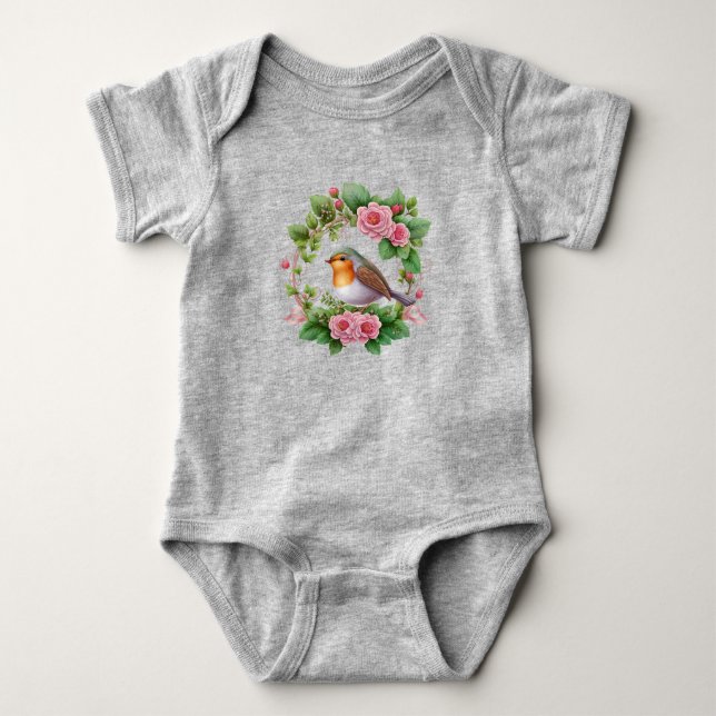 Happy Little Robin Baby Bodysuit Strampler (Vorderseite)