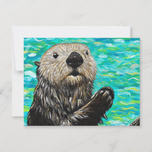 Happy Little Sea Otter Malerei Postkarte