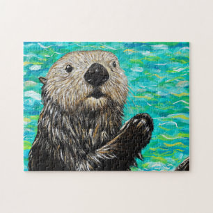 Happy Little Sea Otter Malerei Puzzle