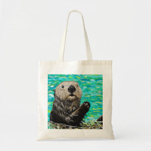 Happy Little Sea Otter Malerei Tragetasche