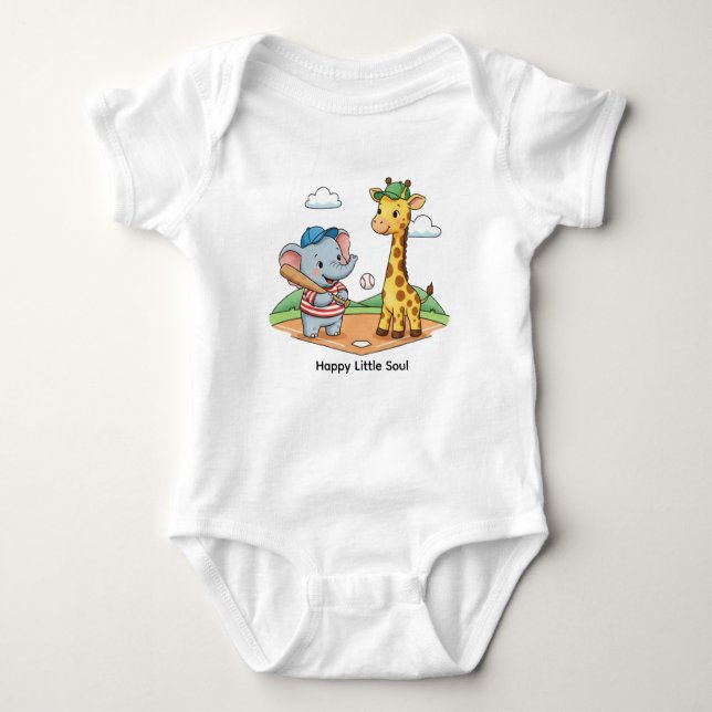 Happy Little Soul – Cute Baseball Friends Kids Baby Strampler (Vorderseite)