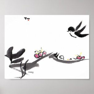 Happy Little Swallow Art Print Poster
