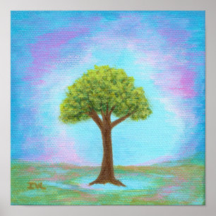 Happy Little Tree Whimsica Landschaft Kunst, Dicht Poster