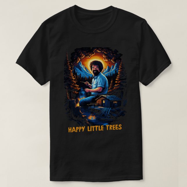 Happy Little Trees Retro Fan Artwork T-Shirt (Design vorne)