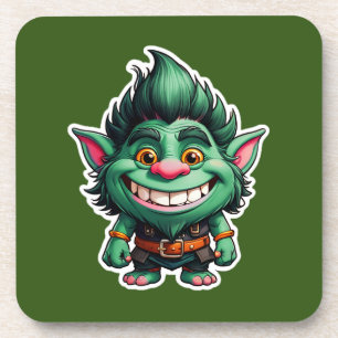 Happy Little Troll Chibi Illustration Getränkeuntersetzer