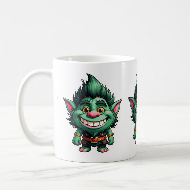 Happy Little Troll Chibi Illustration Kaffeetasse (Links)