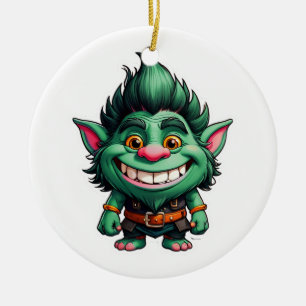 Happy Little Troll Chibi Illustration Keramik Ornament