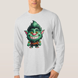 Happy Little Troll Chibi Illustration Long Sleeve T-Shirt