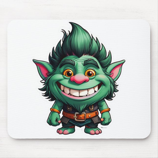 Happy Little Troll Chibi Illustration Mousepad (Vorne)